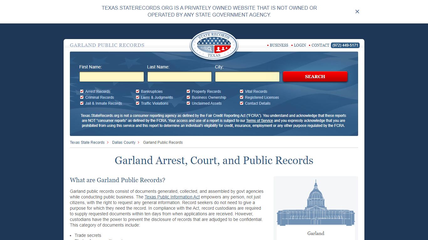 Garland Arrest and Public Records | Texas.StateRecords.org